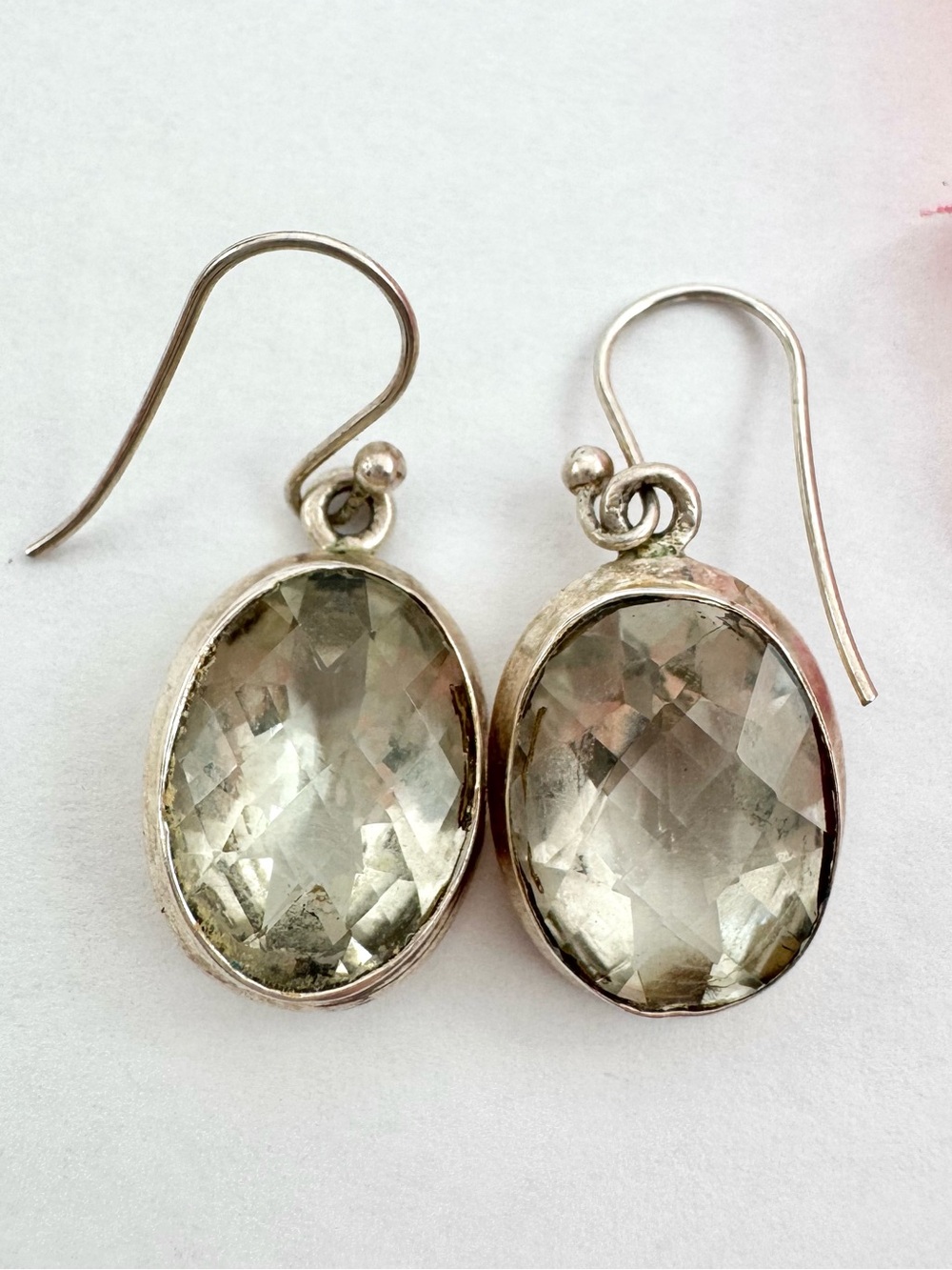 Prasiolite Earrings 925 Sterling Silver Faceted Green Amethyst Tested Stamped